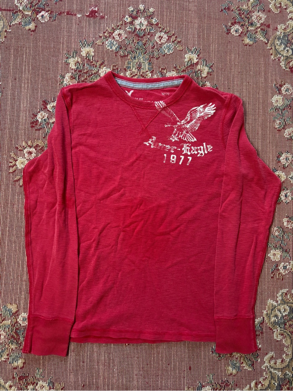 Y2K Red Long-Sleeve Graphic Tee - Eagle 1977